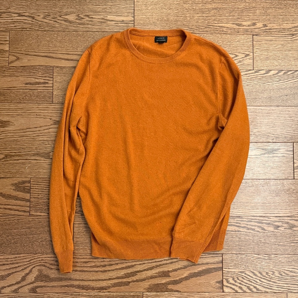 JCrew Men's Cashmere Crewneck Sweater in Rich Orange